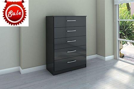 Lynx 5 Drawer Chest Black